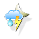 Partly cloudy, thunderstorms with rain